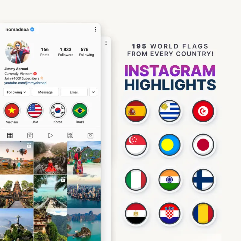 Instagram Highlight Covers - Flag Icons